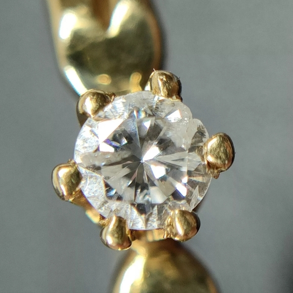 Diamond Gold Ring 18k Size US 4 1/2 Pinky Ring Jewelry Yellow Gold - Picture 2 of 9